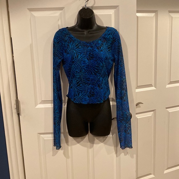 XL Blue Leaf sheer blouse by Kendall + Kylie - NWT - Picture 1 of 4